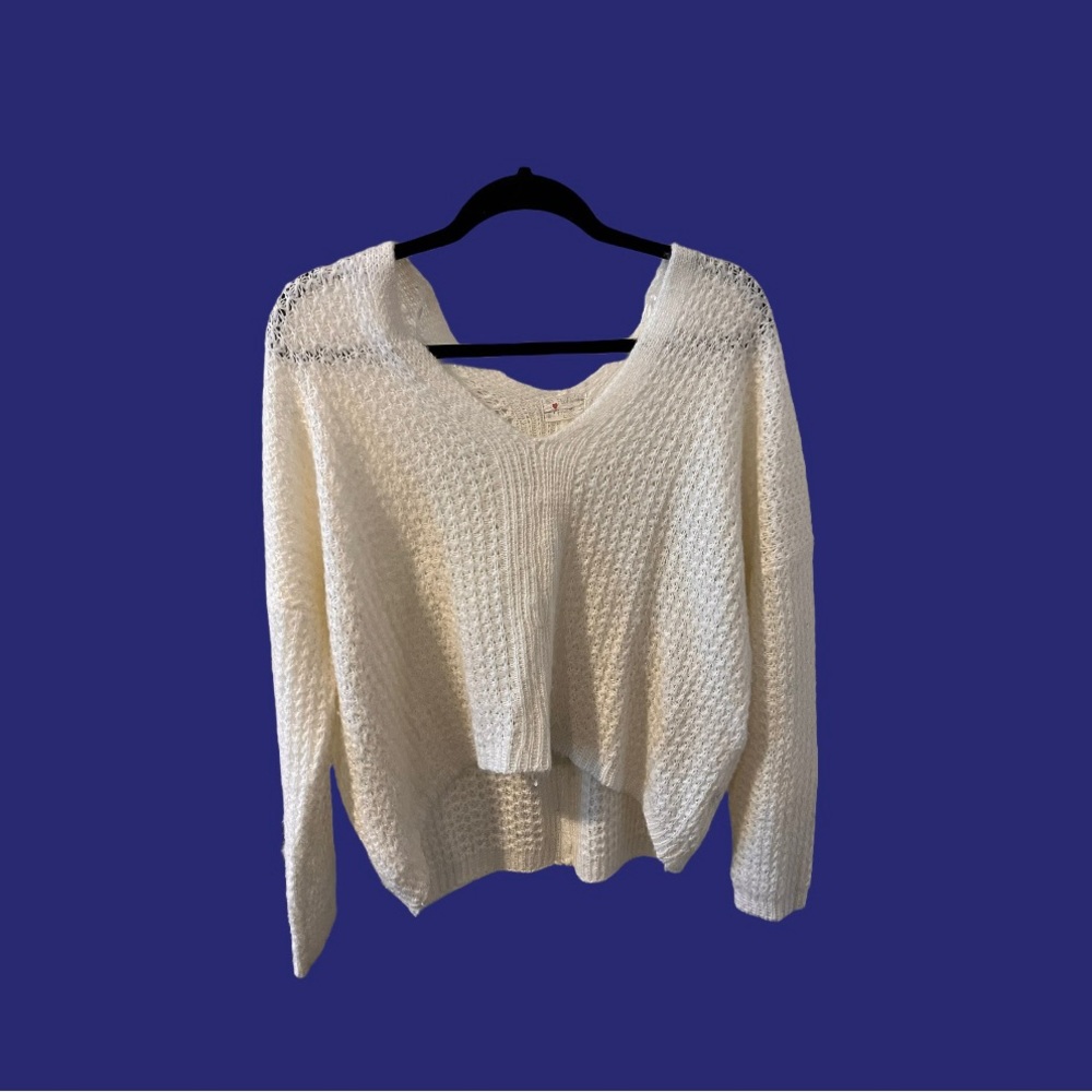 Cream v-neck sweater